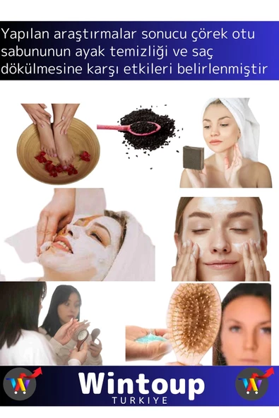 Özel Üretim %100 Doğal Bitkisel Cilt Temizliği&Saç Dökülmesine Karşı Etkili Çörek Otu Sabunu 5 Adet - 2