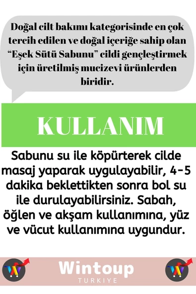 Özel Doğal Üretim %100 Bitkisel Cilt Güzelleştirici Mucizevi Eşek Sütü Sabunu 5'li - 3