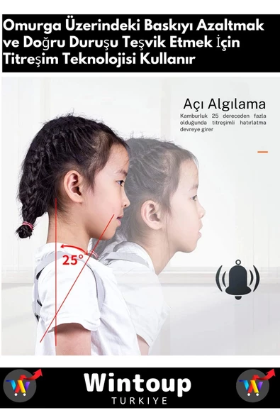 Premium Model Tüm Yaşlar İçin Uygun Sensörlü USB Şarjlı Titreşimli Duruş Bozukluğu Korsesi - 2