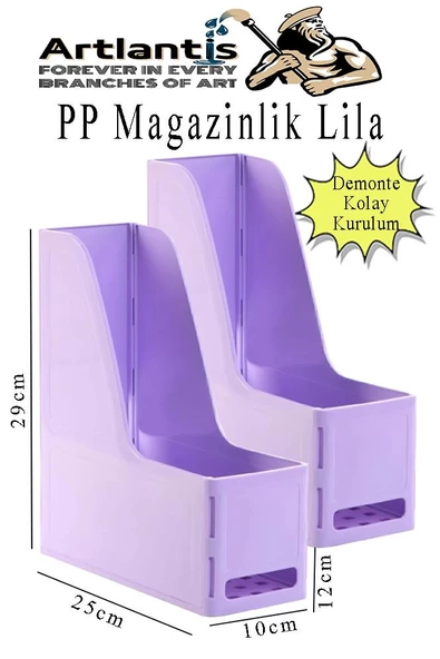 Lila Magazinlik Demonte Plastik 2 Adet Plastik Kutu Klasörü Magazinlik A4 Dosya ve Masa Düzenleyici Sınıf Ev Ofis