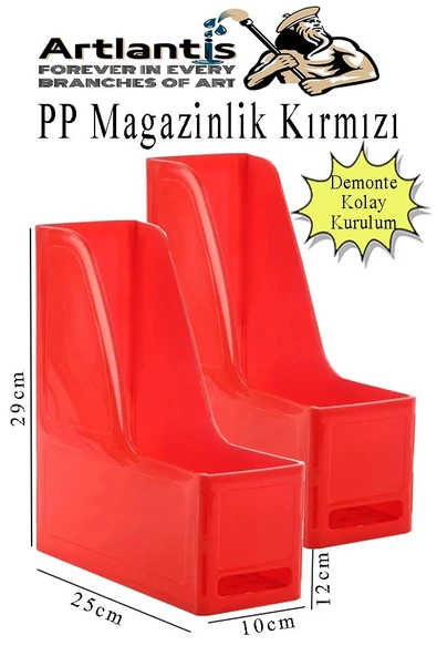 Kırmızı Magazinlik Demonte Plastik 2 Adet Plastik Kutu Klasörü Magazinlik A4 Dosya ve Masa Düzenleyici Sınıf Ev Ofis