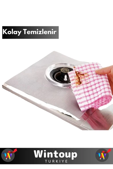 Özel Üretim 4lü Ocak Koruyucu Ped Alüminyum Dayanıklı Kolay Temizlenir Ocak Kir Koruyucu - 4