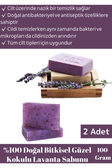 Özel Üretim %100 Doğal Cilt&Saç Onarıcı Tüm Ciltler İçin Uygun Güzel Kokulu Lavanta Sabunu 2 Adet