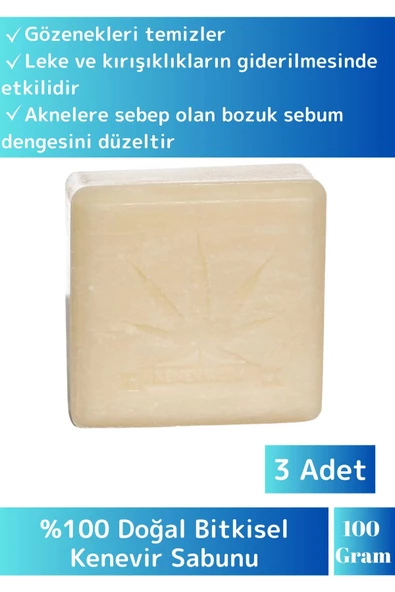 Özel Üretim %100 Doğal Kırışıklık Karşıtı Tüm Vücut İçin Uygun Kenevir Sabunu 3 Adet ürün görseli