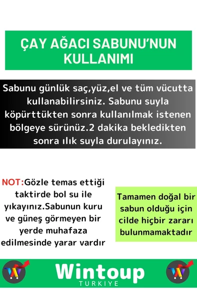 Özel Üretim %100 Doğal Cilt Sorunlarında Etkili Cilt Yüz Saç Vücut Bitkisel Çay Ağacı Sabunu 3 Adet - 3