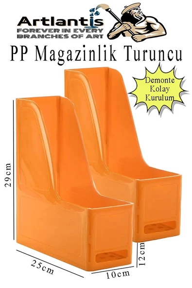 Turuncu Magazinlik Demonte Plastik 2 Adet Plastik Kutu Klasörü Magazinlik A4 Dosya ve Masa Düzenleyici Sınıf Ev Ofis