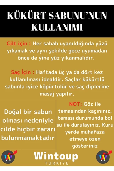 %100 Bitkisel Özel Üretim Saç Yüz Cilt Vücut Kullanım Temizleyici Etkili Doğal Kükürt Sabunu 1 Adet - 3