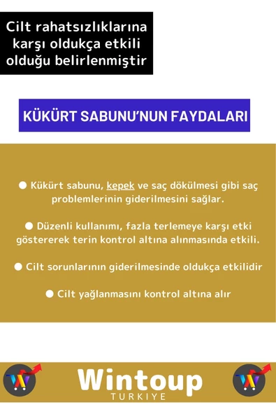Doğal %100 Saf Özel Üretim Saç Cilt Vücut Kullanım Temizleyici Etkili Kükürt Sabunu 5 Adet - 2