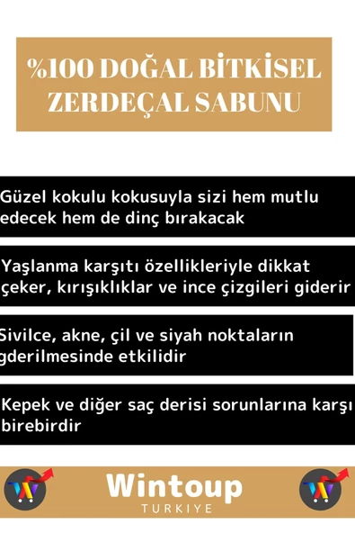Doğal %100 Saf Özel Üretim Saç Cilt Vücut Kullanım Tonik Etkili Zerdeçal Sabunu 3 Adet - 2