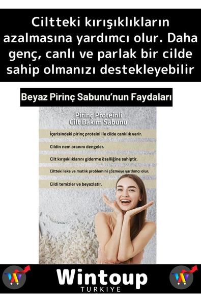 Doğal %100 Saf Özel Üretim Cilt Sorunlarında Etkili Proteinli Beyaz Pirinç Sabunu 2 Adet - 3