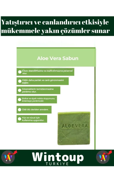 Özel Üretim %100 Doğal Tüm Vücut Kullanım Bitkisel Aloe Vera Sabunu 5 Adet - 2