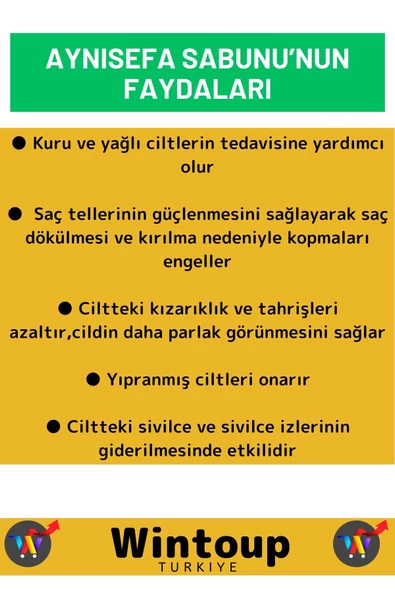 Özel Üretim %100 Doğal Cilt Sorunlarında Etkili Cilt Yüz Saç Vücut Bitkisel Aynısefa Sabunu 5 Adet - 2