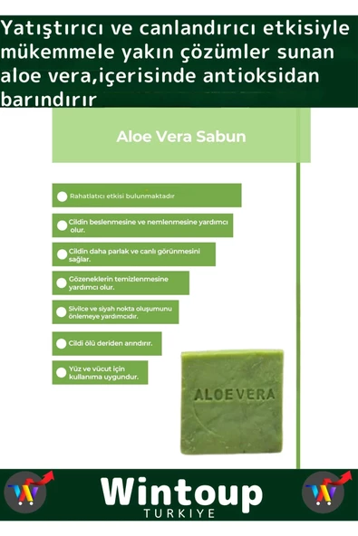 Özel Üretim %100 Doğal Bitkisel Güzel Kokulu Aloe Vera Sabunu 5 Adet - 2