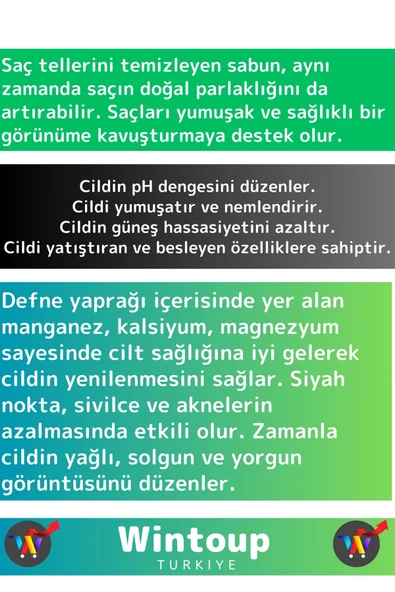 Özel Üretim %100 Doğal Saça Etkili Tüm Vücut İçin Uygun Defne Sabunu 1 Adet - Resim 3