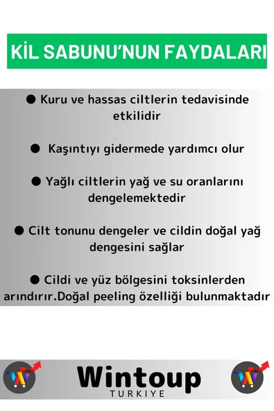 Özel Üretim %100 Doğal Nemlendirici Cilt Sorunları İçin Yüz Cilt Saç Vücut Bitkisel Kil Sabunu 1 Adt - Resim 2