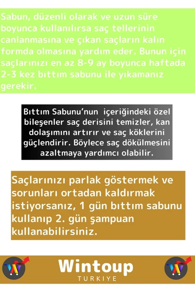Doğal %100 Saf Özel Üretim Saç Cilt Vücut Kullanım Saç Dökülmesi Karşıtı Bıttım Sabunu 2 Adet - 3
