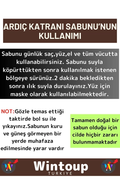 Özel Üretim %100 Doğal Onarıcı Cilt Yüz Saç Vücut Bitkisel Ardıç Katranı Sabunu 5 Adet - Resim 3
