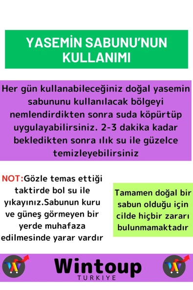 Özel Üretim %100 Doğal Güzel Kokulu Yüz Cilt Saç Vücut İçin Bitkisel Yasemin Sabunu 2 Adet - Resim 3