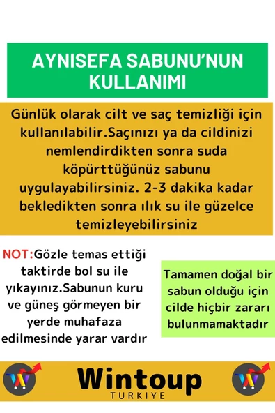 Özel Üretim %100 Doğal Cilt Sorunlarında Etkili Cilt Yüz Saç Vücut Bitkisel Aynısefa Sabunu 5 Adet - 3