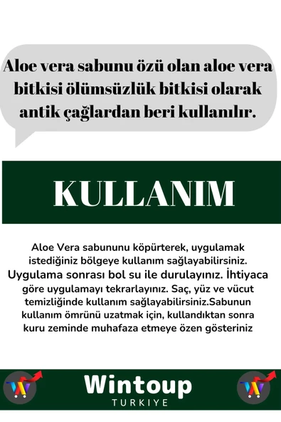 Özel Üretim %100 Doğal Bitkisel Güzel Kokulu Aloe Vera Sabunu 5 Adet - 3