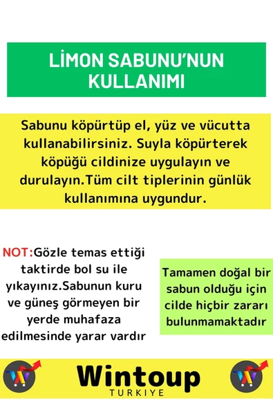 Doğal Güzel Kokulu Limon Sabunu Özel Üretim Tüm Cilt Tipleri İçin Uygun 2 Adet 100gr - 3