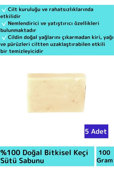 Doğal Keçi Sütü Sabunu Özel Üretim Tüm Cilt Tipleri İçin Uygun 5 Adet 100gr