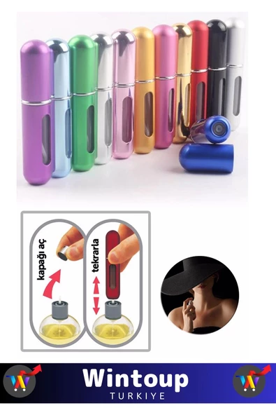 Özel Seri Doldurulabilir Taşınabilir Çanta Boy Mini Cep Parfümü Şişesi 5 Ml 5 Farklı Renk - 2