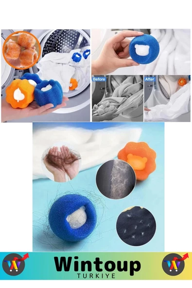 Premium Çamaşır Makinesi Tüy Toz Kıl Toplama Topu Temizlenebilir&Tekrar Kullanılabilir 5'li Set - 2