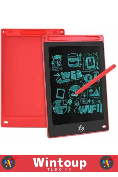 Premium Dijital Kalemli Çocuk Eğitim Tableti Grafik Ders Not Ödev Resim LCD Writing Tablet Kırmızı - 4