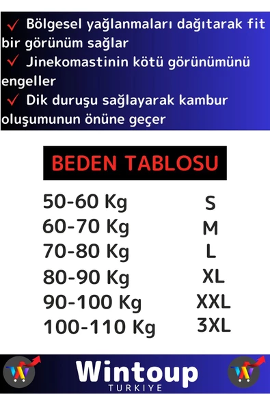Özel Üretim Göbek Bel Göğüs Jinekomasti Görünüm Engelleyici Erkek Dik Duruş Sıkılaştırıcı Korse 2XL - 6