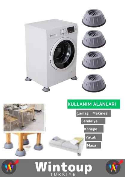 Özel Üretim Titreşim Önleyici Kaydırma Çamaşır Makinesi Mobilya Sabitleyici Ayak 8'li - 2