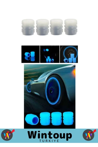 Premium Fosforlu Mavi Sibop Kapağı Otomobil Bisiklet Motosiklet, Minibüslerle Uyumlu 4'lü - 3