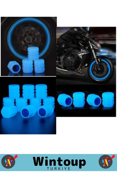 Premium Fosforlu Mavi Sibop Kapağı Tüm Otomobil Bisiklet Motosiklet, Minibüslerle Uyumlu 8 Adt - 2