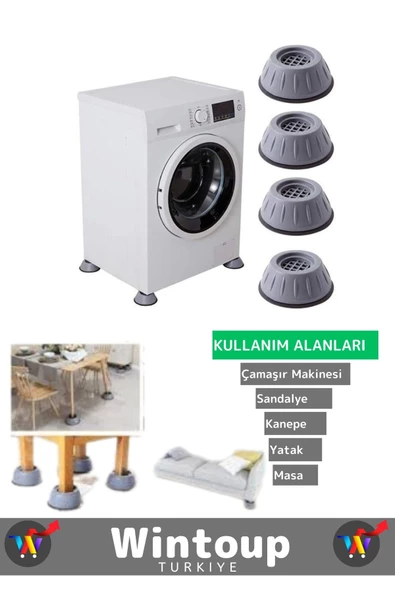 Özel Üretim Çamaşır Makinesi Titreşim Önleyici Mobilya Sabitleyici Kaydırmaz Ayak 4'lü Set - 2