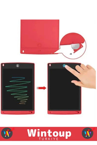 Özel Model Dijital Kalemli Çocuk Eğitim Tableti Grafik Not Ödev Resim LCD Writing Tablet Kırmızı - 3
