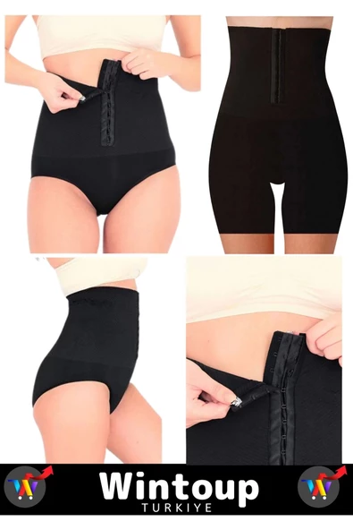 Özel Seri Vücut Şekillendirici Toparlayıcı Kaymaz Yüksek Bel Ağraflı Siyah Renk L/XL Slip Korse - 2