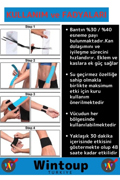 Özel Üretim Hızlı Etkili Azaltıcı Yorgunluk Giderici Isı Ağrı Bantı 5Cmx5M Mavi - 3