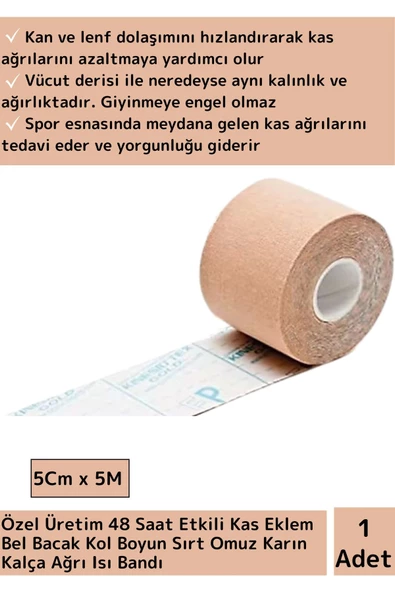 Özel Tasarım Büyük Boy Kas Eklem Bel Bacak Kol Boyun Sırt Omuz Karın Kalça Ağrı Bandı Ten