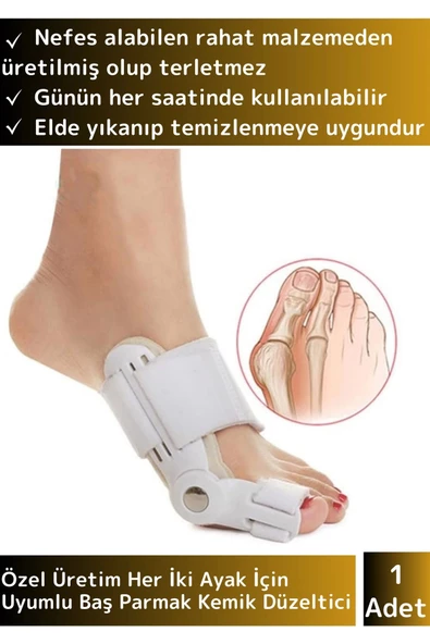 Premium Yumuşak Yıkanabilir Standart Beden Her İki Ayak İçin Uyumlu Baş Parmak Kemik Düzeltici 1 Adt