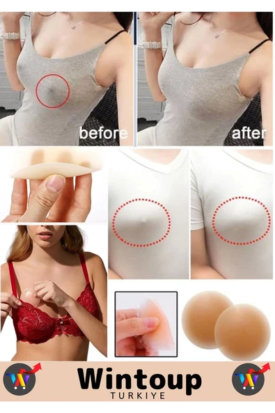 Özel Üretim Kadın Ten Meme İç Giyim %100 Silikon Göğüs Ucu Kapatan Gizleyen Ped Nipple Pad 7 Cm - 2
