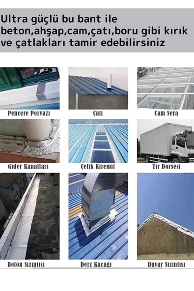 Premium Seri Su Geçirmez Isıya Dayanıklı Alüminyum Ultra Güçlü Tamir Bandı Çamur Bant 3 Adet - Resim 3