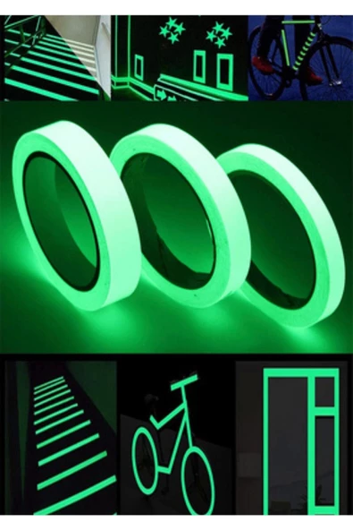 Özel Üretim Karanlıkta Işık Veren Yansıyan 4 Mtr Fosforlu Yeşil Şerit Yapışkanlı Reflektör Bant 2 Ad - Resim 2