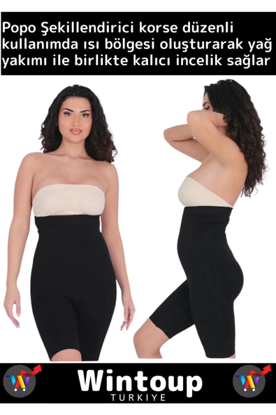 Özel İz Göstermez Yüksek Bel Kayma Önleyen Push Up İnceltici Popo Kaldırıcı Korse Siyah 2XL/3XL - 2