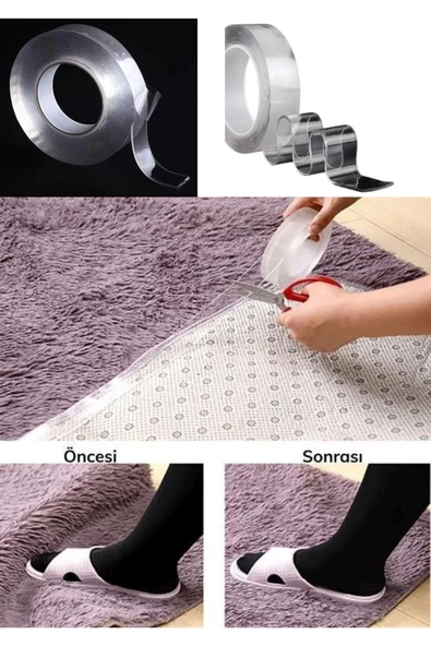 Premium Seri Ultra Süper Güçlü Yüksek Mukavemetli Nano Çift Taraflı Doku Şeffaf Bant 3 Metre - 2