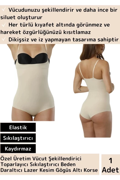 Özel Model Sıkılaştırıcı Toparlayıcı Beden Daraltıcı Lazer Kesim Gögüs Altı Body Korse Ten 2XL/3XL ürün görseli
