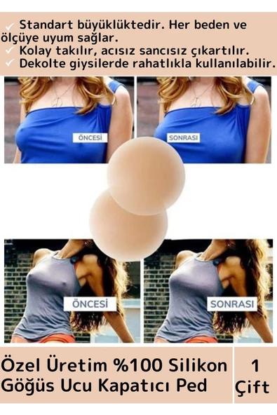 Özel Üretim Kadın Ten Meme İç Giyim %100 Silikon Göğüs Ucu Kapatan Gizleyen Ped Nipple Pad 7 Cm