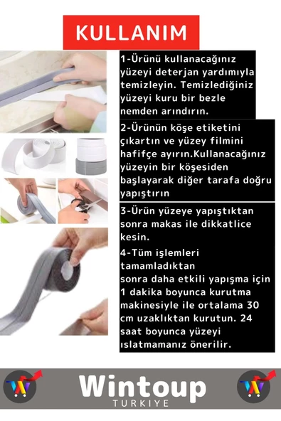 Premium Seri Su Sızdırmaz Ekstra Dayanıklı Pvc Yağ Kenar Küf Önleyici 3.2m Gri İzolasyon Bant 3 Adet - 3