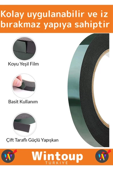 Premium Üretim Dayanıklı İz Bırakmaz Elastik Çift Taraflı 48mm-10Metre Akrilik Köpük Bant 5'li - 4