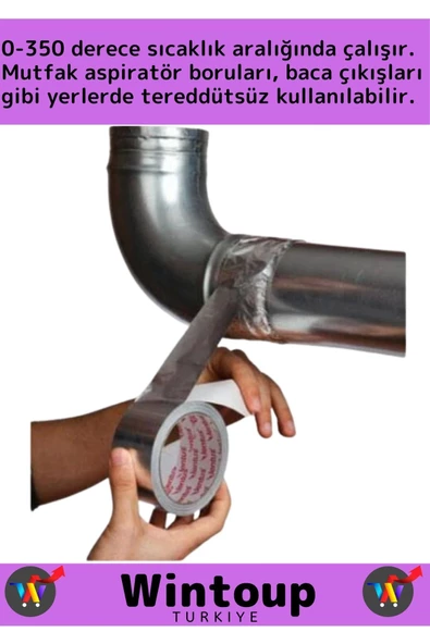 Özel Üretim Suya Sıcaklığa Dayanıklı Tamir Soba Boru Yama Alüminyum Yanmaz Folyo Bant 44Mm-10Mtr 5Ad - 3