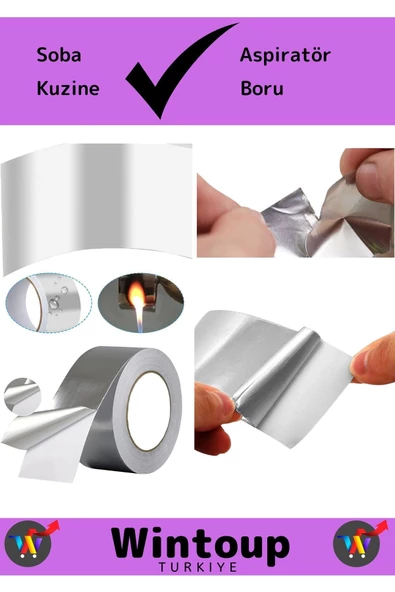 Özel Üretim Suya Sıcaklığa Dayanıklı Tamir Soba Boru Yama Alüminyum Yanmaz Folyo Bant 44Mm-10Mtr 5Ad - 4